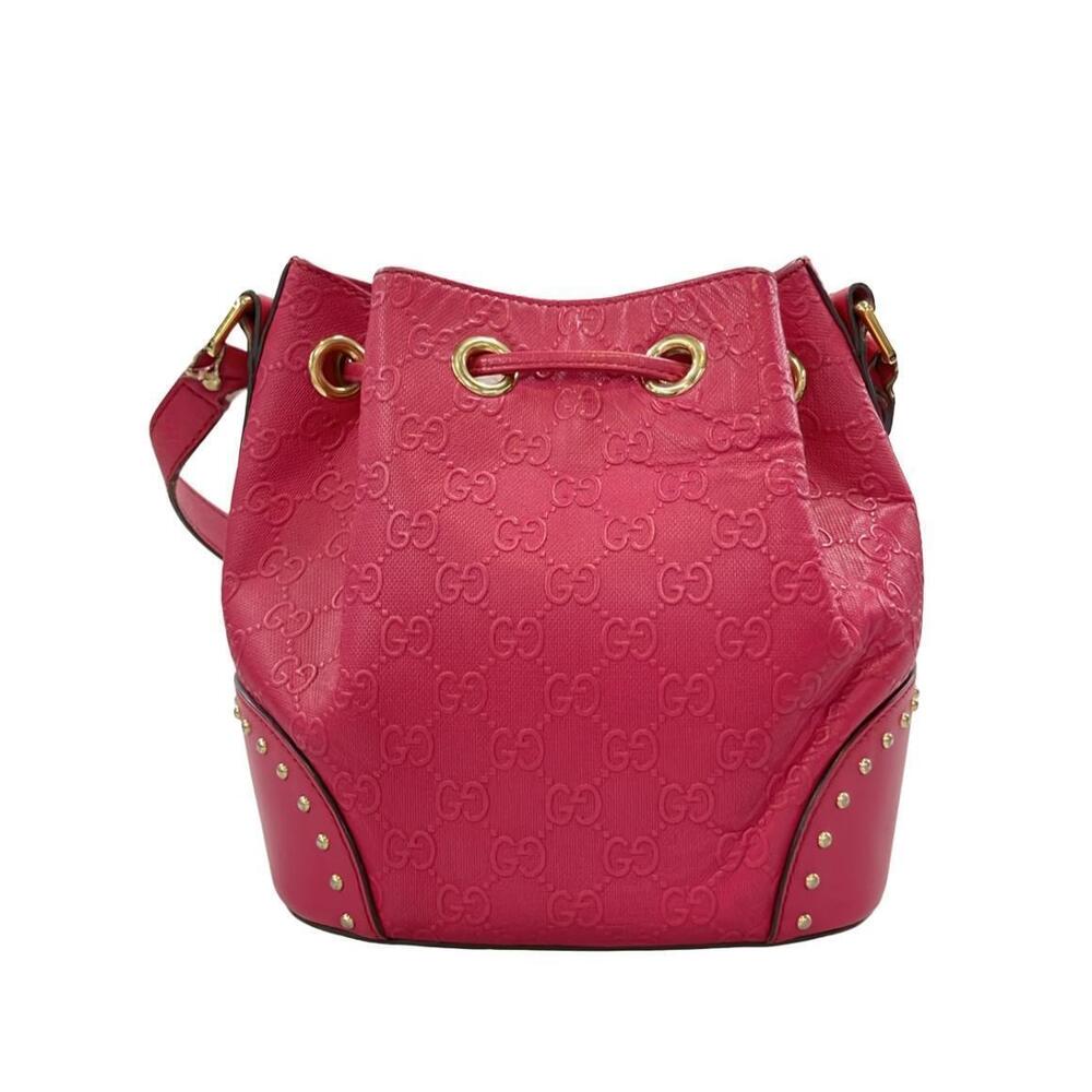 Gucci Pink Bucket Studded GG Crossbody Bucket Bag Bright Diamante